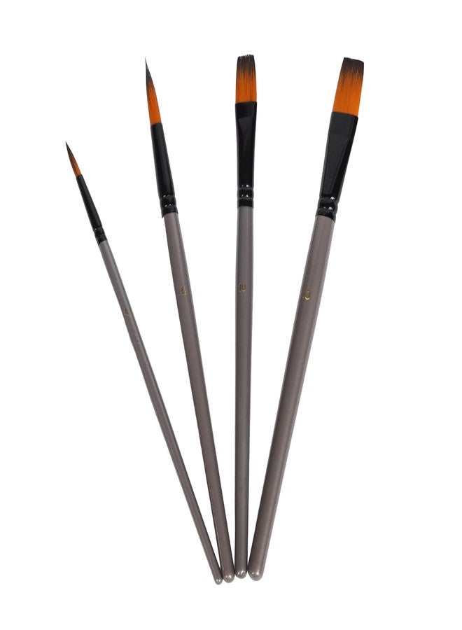Artright Mix Artist Paintbrush Set of 4, Handmade Professional Brush for Acrylic, Watercolor Painting, Rattail Handle, Best for Beginner & Professional (Flat 2, Round 2) - Image 4
